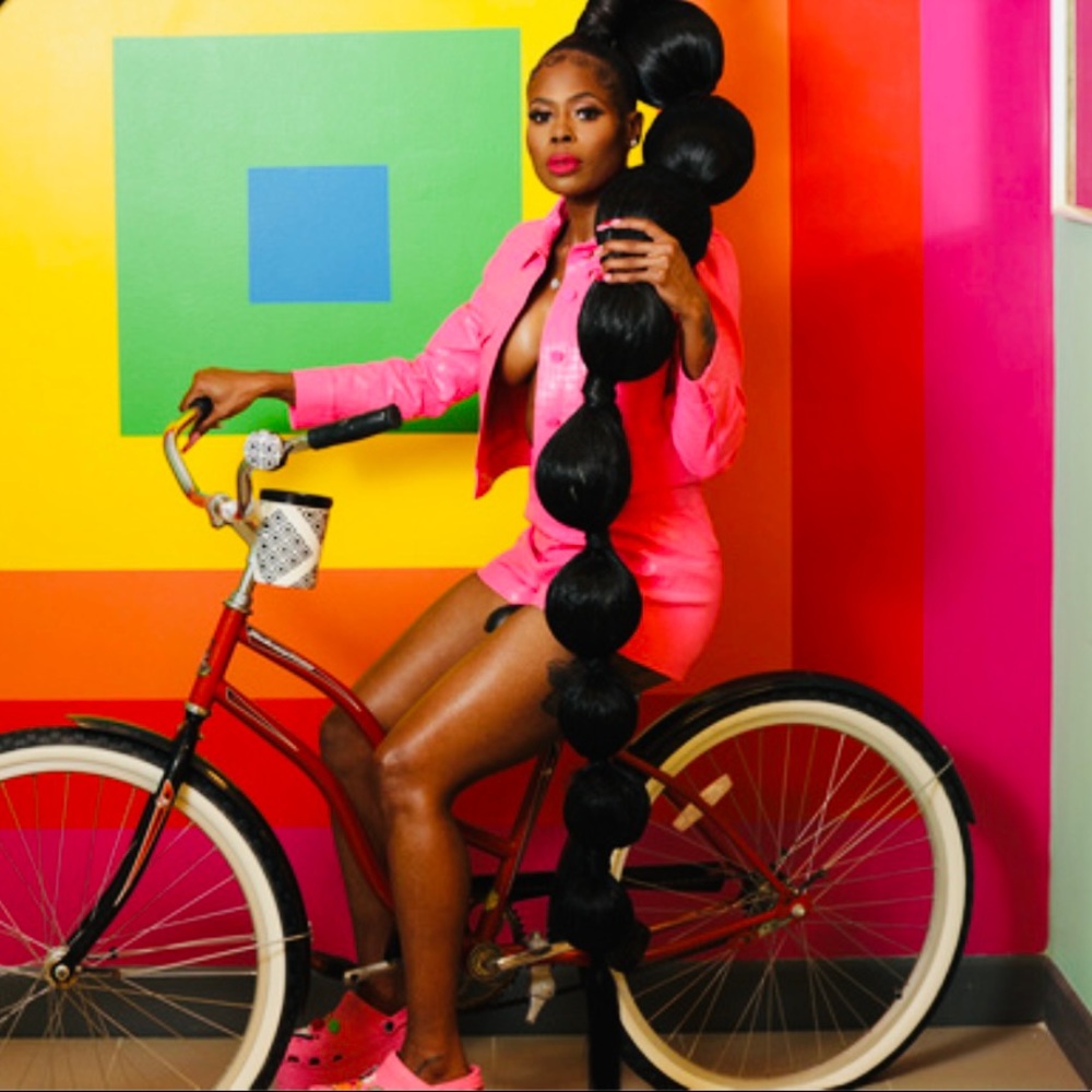 Pink leather shorts with jacket